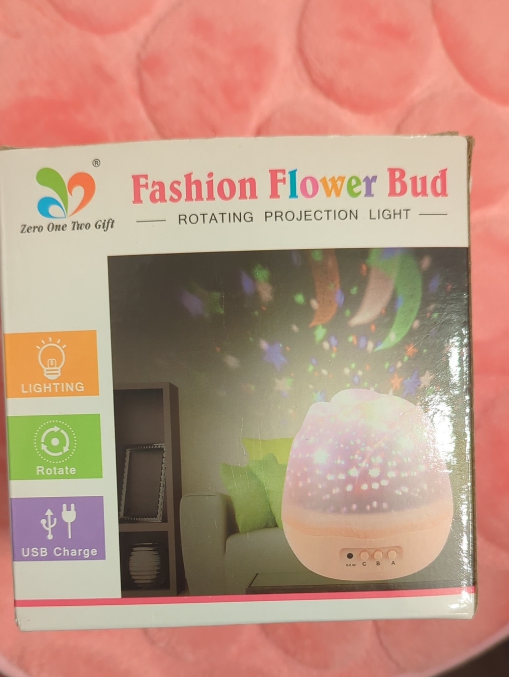 Fashion Flower Bud Rotating Projection Light - Pink